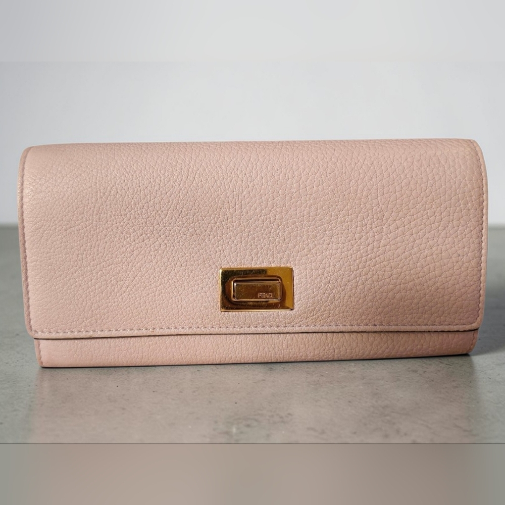 Fendi Blush Leather Wallet with Gold Detail